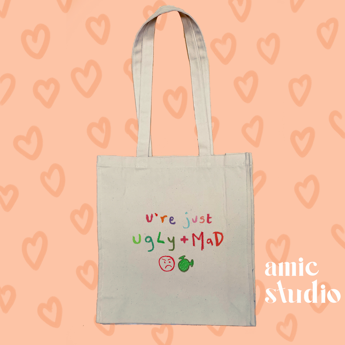 ugly and mad bea tote bag